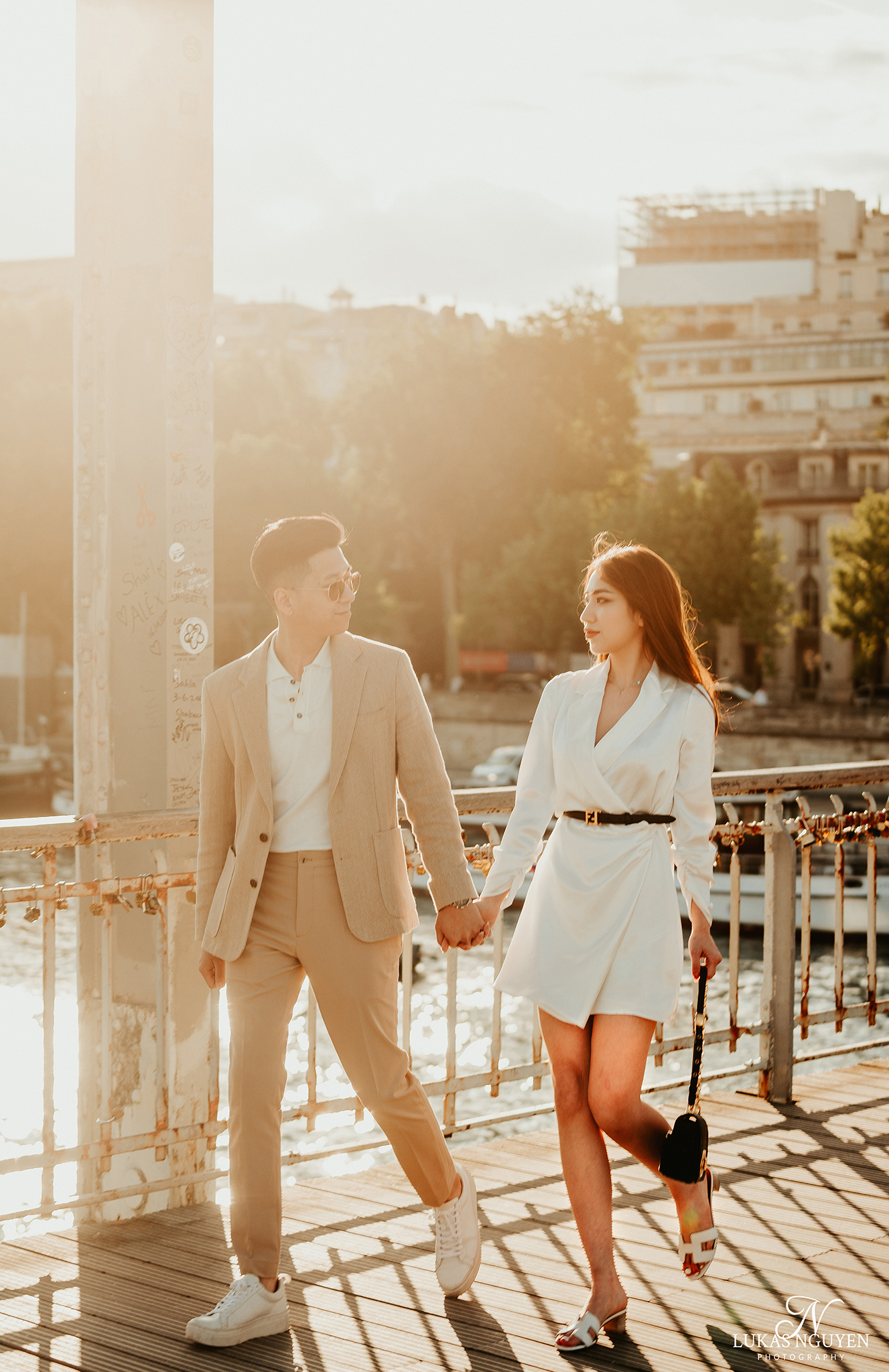 Couple portrait near the River Seine
